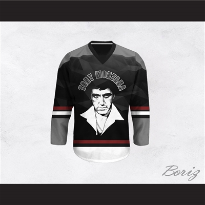 Tony Montana 00 Scarface Gray and Black Hockey Jersey