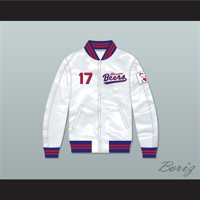 Doug Remer 17 Milwaukee Beers BASEketball White Varsity Letterman Satin Bomber Jacket