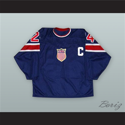 1932 Throwback Chris Chelios 24 USA National Team Dark Blue Hockey Jersey