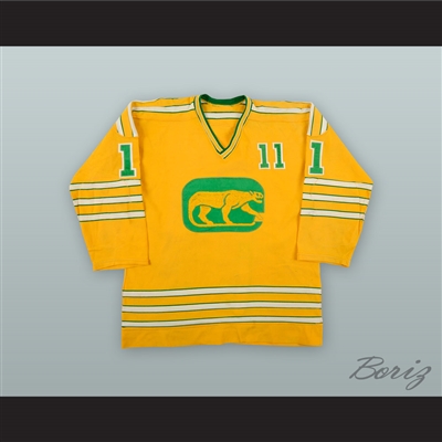 1973-74 WHA Brian Coates 11 Chicago Cougars Yellow Hockey Jersey