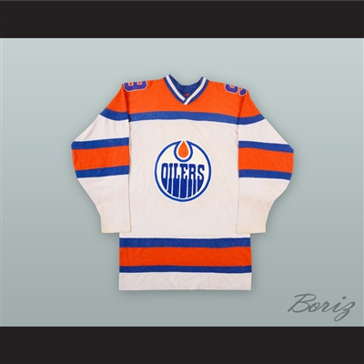1973-74 WHA Ross Perkins 9 Edmonton Oilers White Hockey Jersey