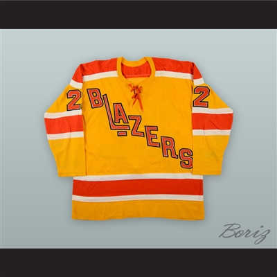 1974-75 WHA Claude St. Sauveur 22 Vancouver Blazers Yellow Hockey Jersey