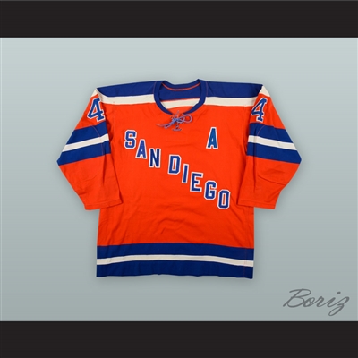 1974-75 WHA Kevin Morrison 4 San Diego Mariners Orange Hockey Jersey