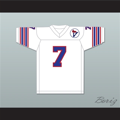 1975 WFL Denny Duron 7 Birmingham Vulcans Home Football Jersey with Patch