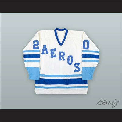 1977-78 WHA John Hughes 20 Houston Aeros White Hockey Jersey