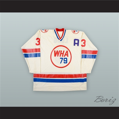 1978-79 WHA Barry Long 3 WHA All Star Game White Hockey Jersey