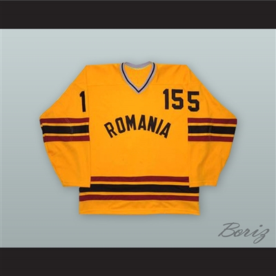 1980 Alexandru Halauca 15 Romania National Team Yellow Hockey Jersey