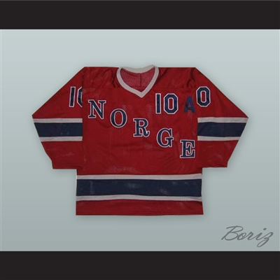 1980 Morten Sethereng 10 Norway National Team Red Hockey Jersey