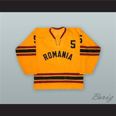 1980 Sandor Gall 5 Romania National Team Yellow Hockey Jersey