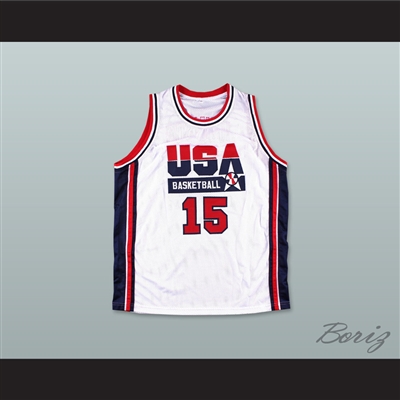 1992 Magic Johnson 15 USA Team Home Basketball Jersey