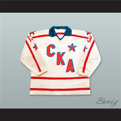 1995-96 Viktor Belyakov 13 SKA Saint Petersburg White Hockey Jersey