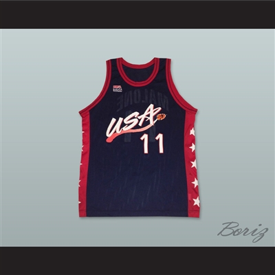 1996 Karl Malone 11 USA Team Away Basketball Jersey