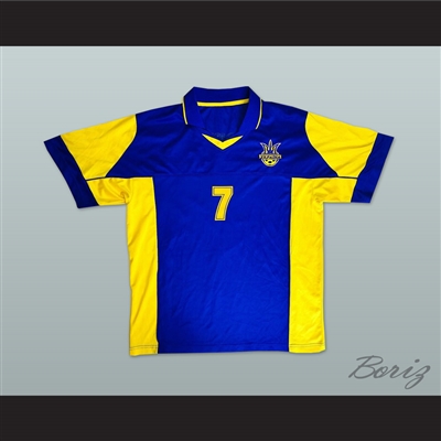 2004-2005 Style Andriy Shevchenko 7 Ukraine National Team Away Blue Soccer Jersey