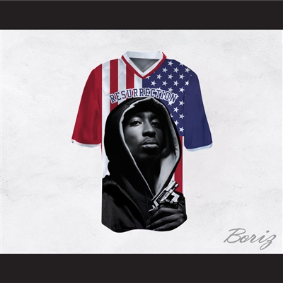 Tupac Shakur 16 Resurrection American Flag Football Jersey