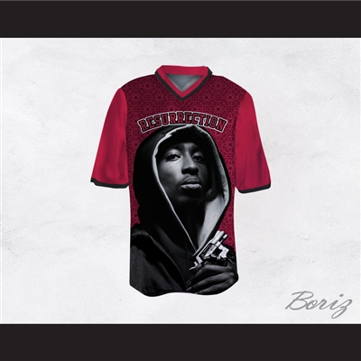 Tupac Shakur 16 Resurrection Maroon Pattern Football Jersey
