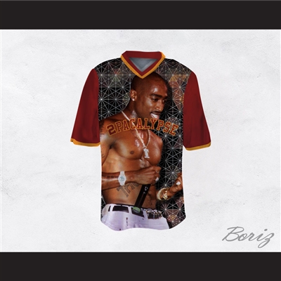Tupac Shakur 16 2Pacalypse Maroon Sleeves Football Jersey