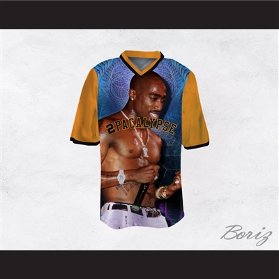 Tupac Shakur 16 2Pacalypse Orange Sleeves Football Jersey