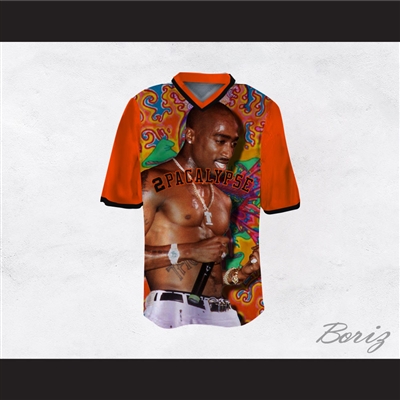 Tupac Shakur 16 2Pacalypse Orange Sleeves Funky Design Football Jersey