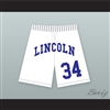 Jesus Shuttlesworth 34 Lincoln High School White Basketball Shorts