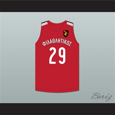 Alex Antetokounmpo 29 Filathlitikos A.O Zografou B.C. Red Basketball Jersey 2