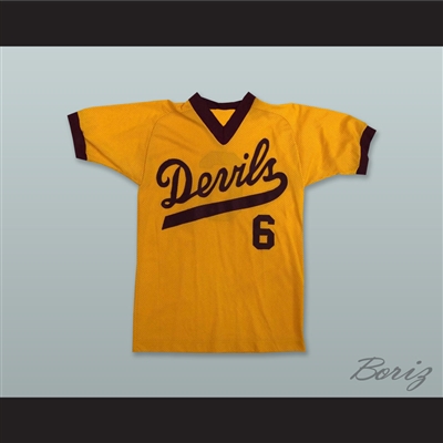 ASU Sun Devils 6 Yellow Gold Pullover Baseball Jersey