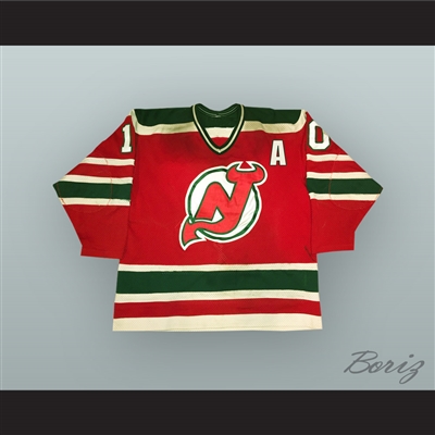 Aaron Broten 10 New Jersey Red Hockey Jersey