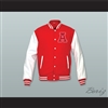 Adams College Red Wool and White Lab Leather Varsity Letterman Jacket