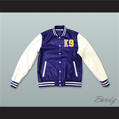 Air Bud K9 Timberwolves Blue and White Lab Leather Varsity Letterman Jacket 1