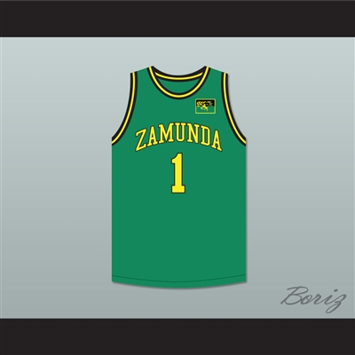 Prince Akeem Joffer 1 Zamunda Green Basketball Jersey with Flag Patch