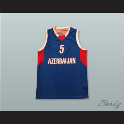 Alijevas 5 Azerbaijan Blue Basketball Jersey