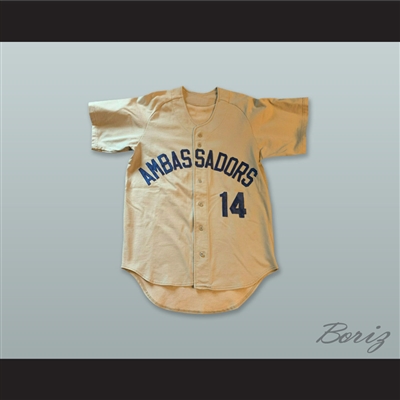 Ambassadors 14 Beige Button Down Baseball Jersey