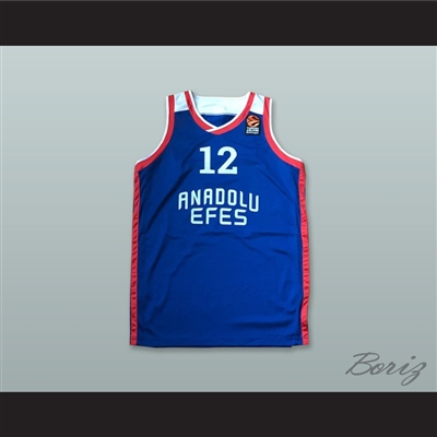 Anadolu Efes SK Istanbul Turkey 12 Blue Basketball Jersey