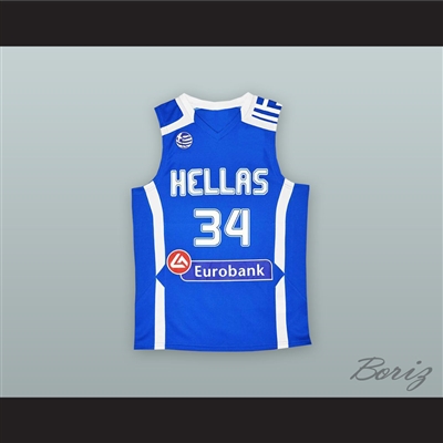 Giannis Antetokounmpo 34 Greece Blue Basketball Jersey