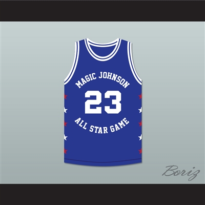 Mark Aquirre 23 Magic Johnson All Star Game Blue Basketball Jersey 1989 Midsummer Night's Magic Charity Event