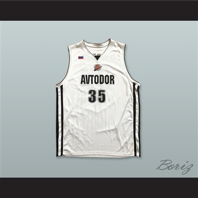 Artem Zabelin 35 BC Avtodor Saratov Russia White Basketball Jersey