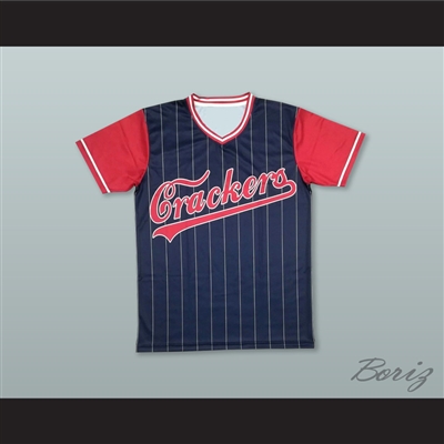 Atlanta Crackers 8 Blue Pinstriped Baseball Jersey