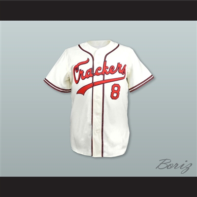 Atlanta Crackers 8 White Button Down Baseball Jersey