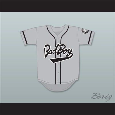 Biggie Smalls 10 Bad Boy Gray Baseball Jersey with 20 Years Patch