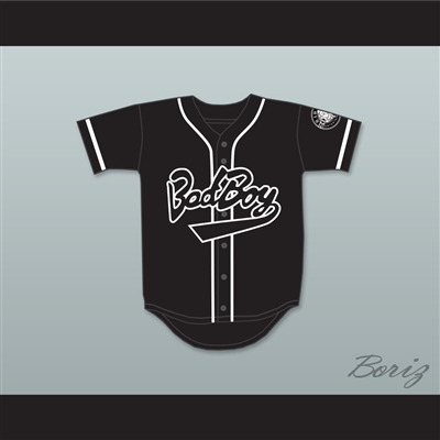 Biggie Smalls 10 Bad Boy Black Baseball Jersey with 20 Years Patch