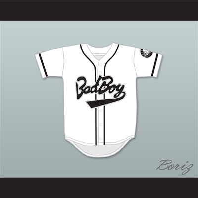Biggie Smalls 10 Bad Boy White Baseball Jersey with 20 Years Patch