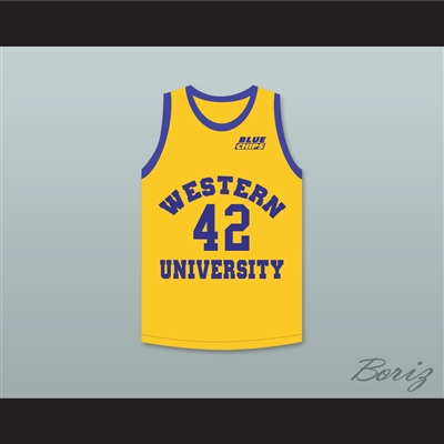 Matt Nover Ricky Roe 42 Western University Yellow Basketball Jersey with Blue Chips Patch
