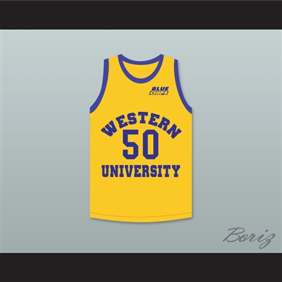 Shaq Neon Boudeaux 50 Western University Yellow Basketball Jersey with Blue Chips Patch
