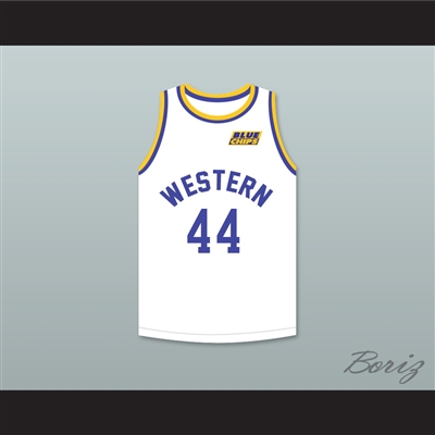 Anthony C Hall Tony the Point Shaver 44 Western University White Basketball Jersey with Blue Chips Patch