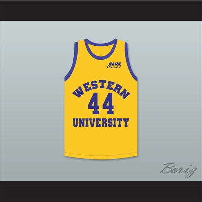 Anthony C Hall Tony the Point Shaver 44 Western University Yellow Basketball Jersey with Blue Chips Patch