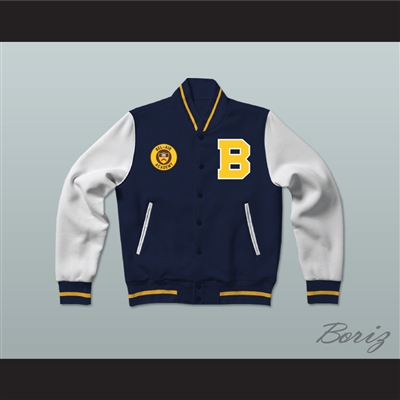 Bel-Air Academy Airedales Blue Varsity Letterman Jacket-Style Sweatshirt with Patch