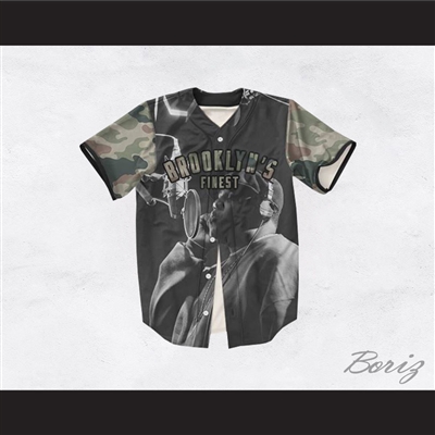 Biggie Smalls 21 Green Camouflage Brooklyn's Finest Baseball Jersey