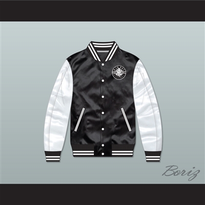 Bad Boy Black/ White Varsity Letterman Satin Bomber Jacket