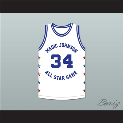 Charles Barkley 34 Magic Johnson All Star Game White Basketball Jersey 1989 Midsummer Night's Magic Charity Event