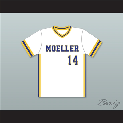 Barry Larkin 14 Archbishop Moeller High School Crusaders White Baseball Jersey 1