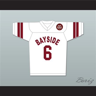 AC Slater 6 Bayside Tigers High School White Football Jersey Includes Tiger Patch